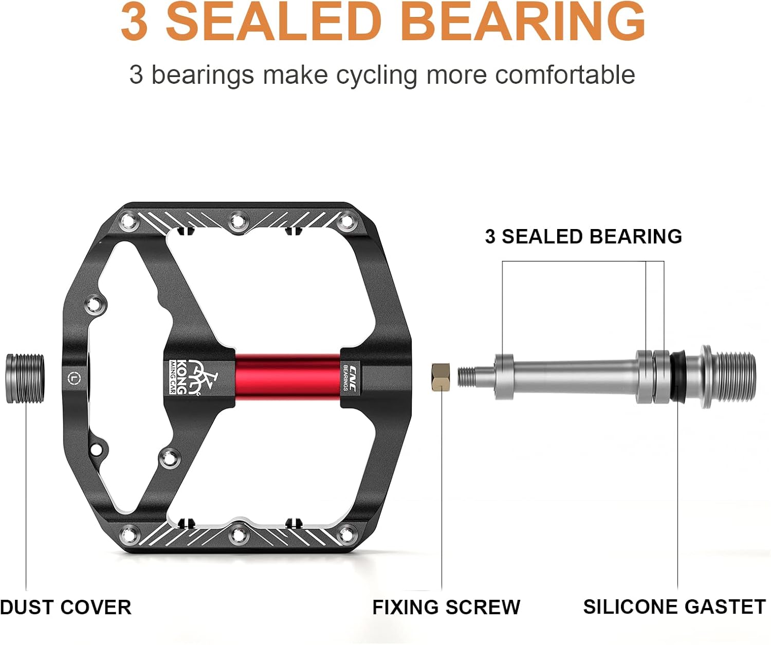 Mountain Bike Pedals 9 16 Inch Platform Lightweight Non Slip MTB Pedals 3 Sealed Bearings