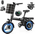 Compact Folding Ebike 14 Inch 500W Motor 48V 10Ah Battery 35 Mile Range Front Suspension Rear Basket