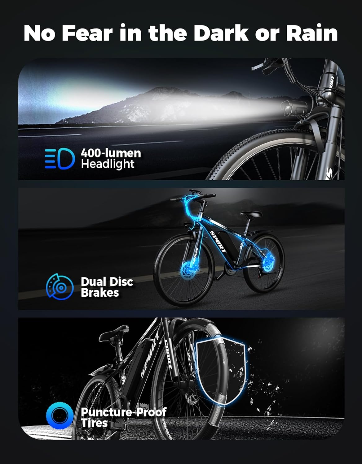 1500W Electric Bike for Adults 26 Inch Mountain Ebike 28 MPH 65 Mile Range 48V 7 Speed