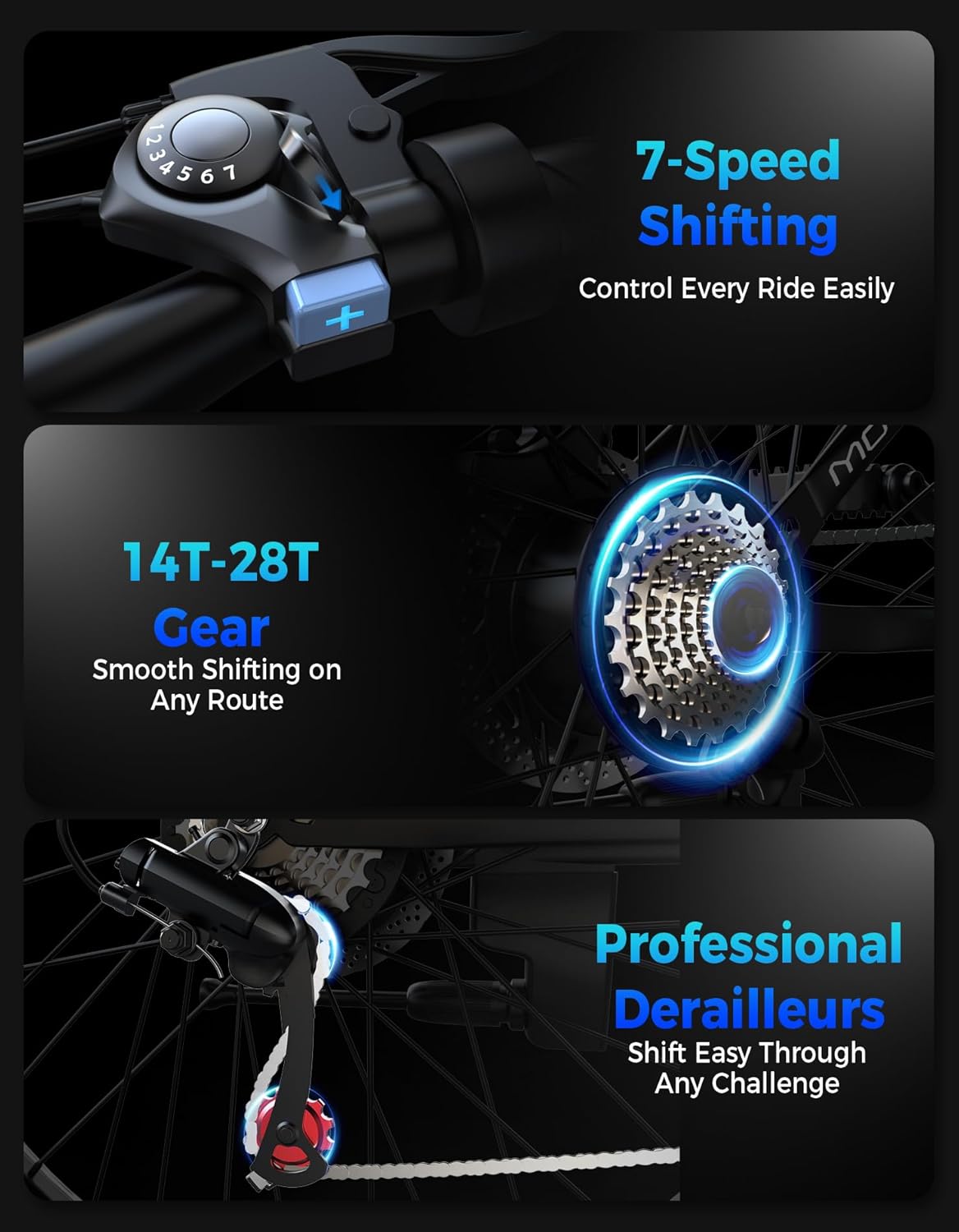 1500W Electric Bike for Adults 26 Inch Mountain Ebike 28 MPH 65 Mile Range 48V 7 Speed